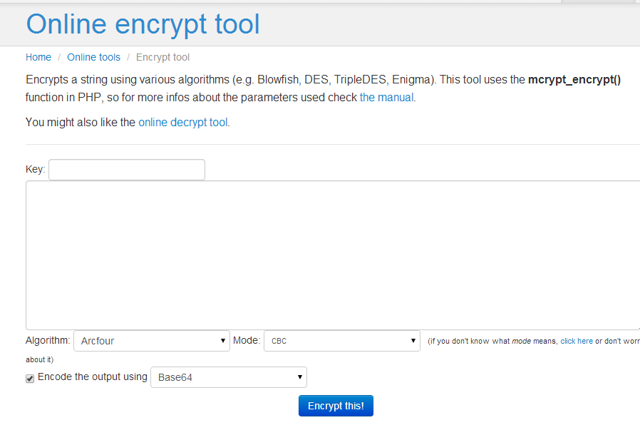 tools4noobs free online encryption service