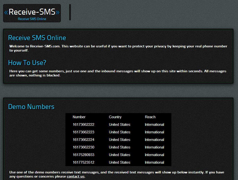 ReceiveSMS free sms online service