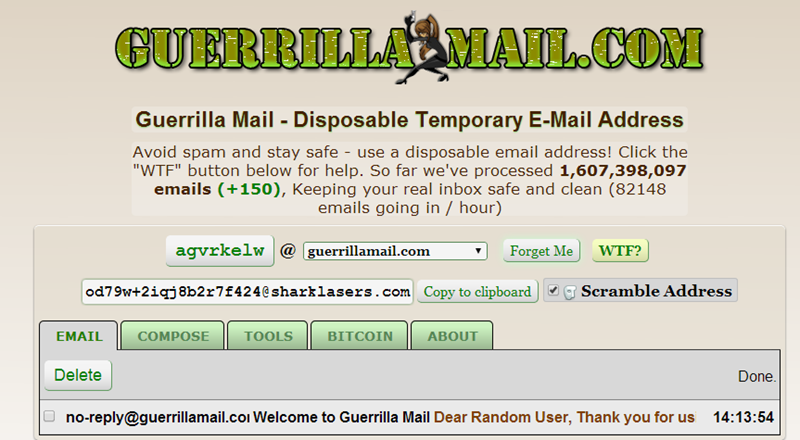 Guerilla Mail free temporary email service